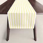Fine Stripes Narrow Stripe Pattern in Light Butter Yellow and White Table Runner Gallery Image 1