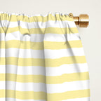 Fine Stripes Narrow Stripe Pattern in Light Butter Yellow and White Window Curtain Gallery Image 2