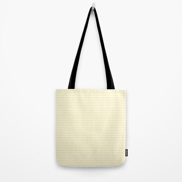Fine Stripes Narrow Stripe Pattern in Light Butter Yellow and White Tote Bag Gallery Image 2