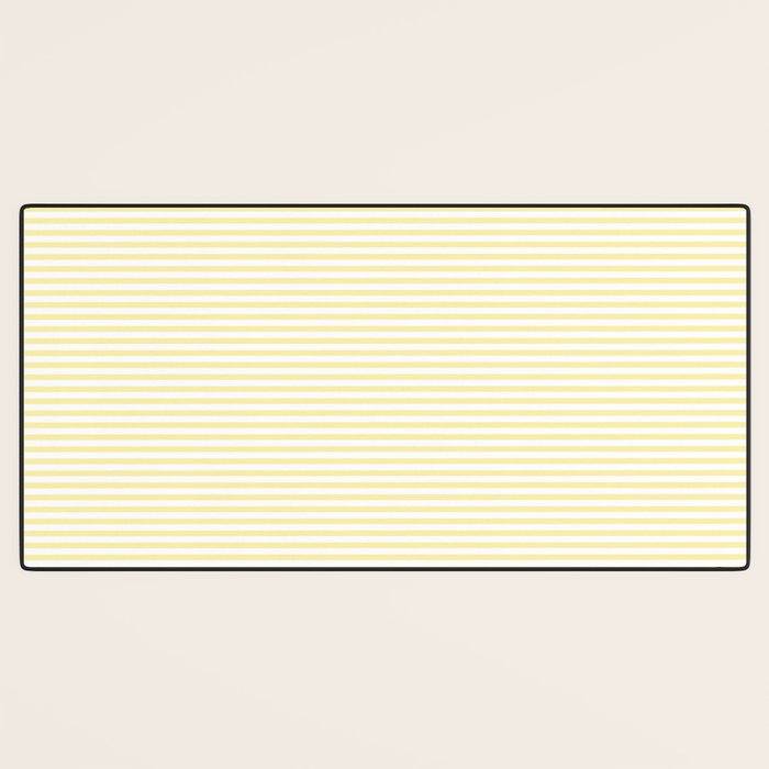 Fine Stripes Narrow Stripe Pattern in Light Butter Yellow and White Desk Mat Gallery Image 3