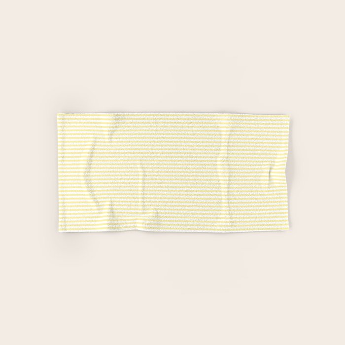 Fine Stripes Narrow Stripe Pattern in Light Butter Yellow and White Bath Towel Gallery Image 1