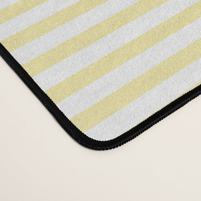 Fine Stripes Narrow Stripe Pattern in Light Butter Yellow and White Desk Mat Gallery Image 4