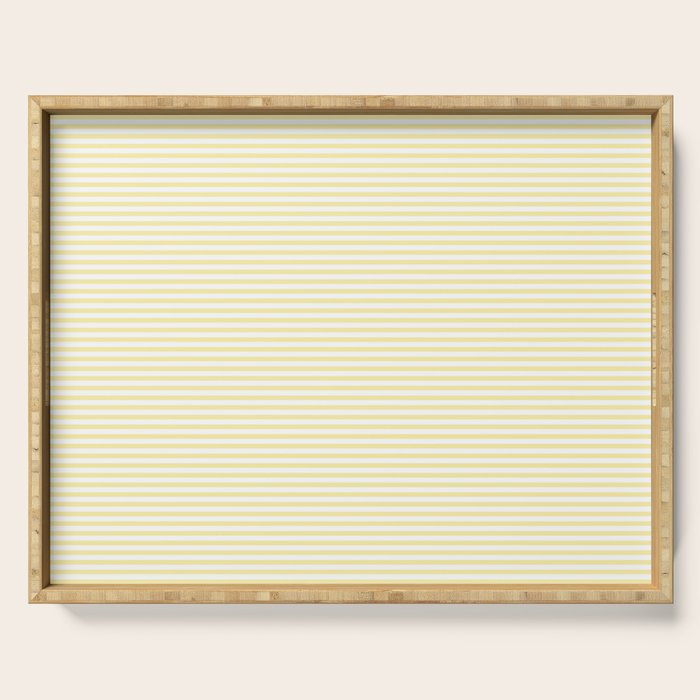 Fine Stripes Narrow Stripe Pattern in Light Butter Yellow and White Serving Tray Gallery Image 1
