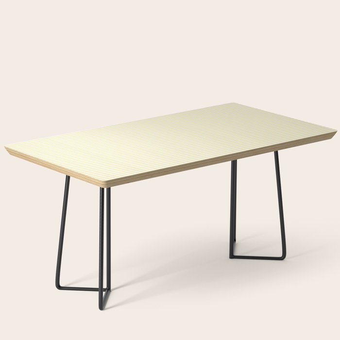 Fine Stripes Narrow Stripe Pattern in Light Butter Yellow and White Coffee Table Gallery Image 1