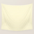 Fine Stripes Narrow Stripe Pattern in Light Butter Yellow and White Wall Tapestry Gallery Image 4
