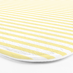 Fine Stripes Narrow Stripe Pattern in Light Butter Yellow and White Bath Mat Gallery Image 3