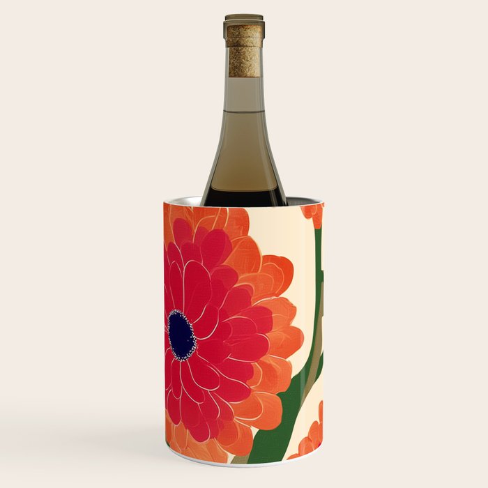 Red Zinnias Wine Chiller Gallery Image 1