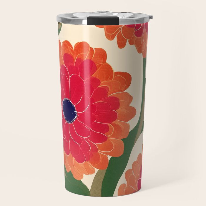 Red Zinnias Travel Mug Gallery Image 1