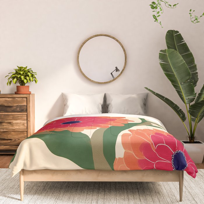Red Zinnias Comforter Gallery Image 3