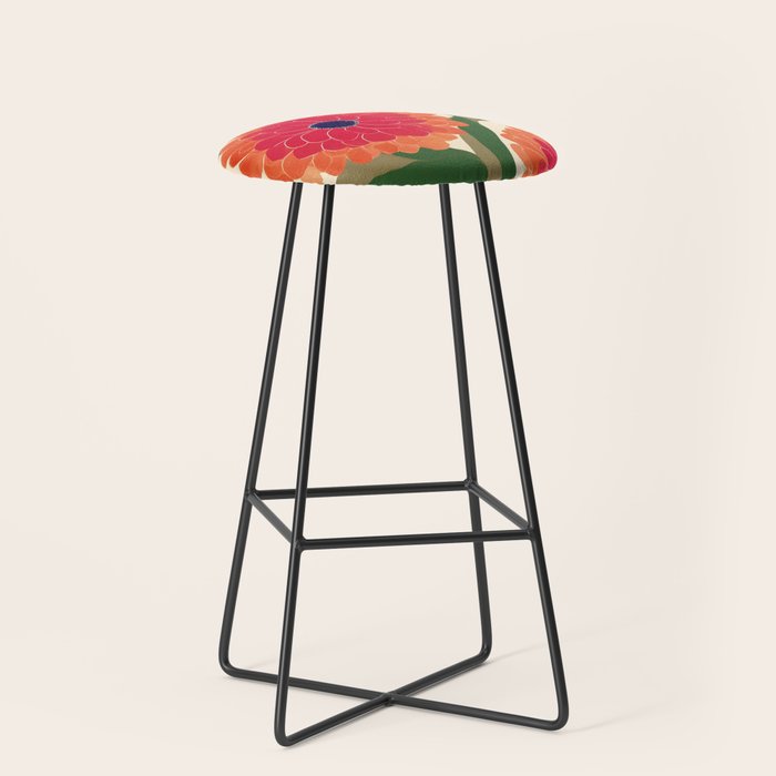 Red Zinnias Stool Gallery Image 1