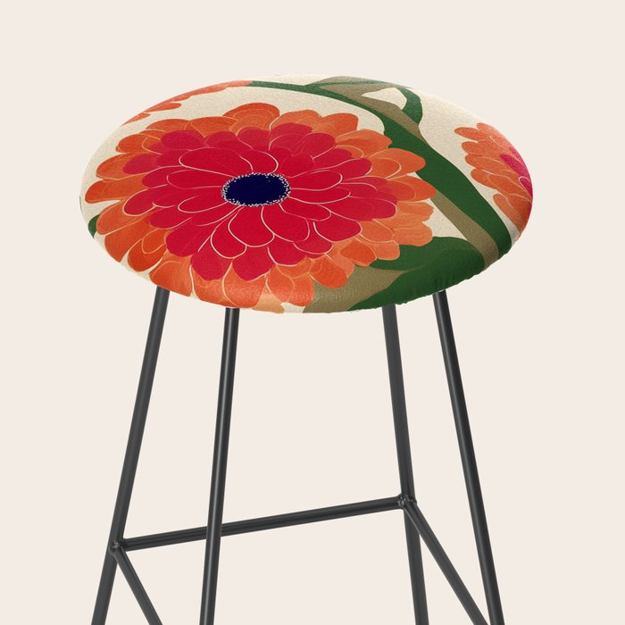 Red Zinnias Stool Gallery Image 2