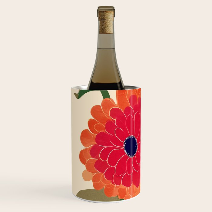 Red Zinnias Wine Chiller Gallery Image 2