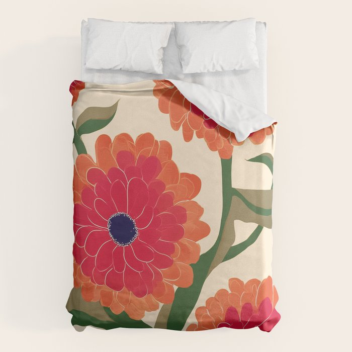 Red Zinnias Duvet Cover Gallery Image 6