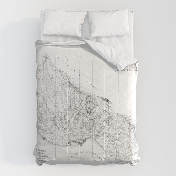 Santa Cruz Surf Map Black and White Comforter Gallery Image 6