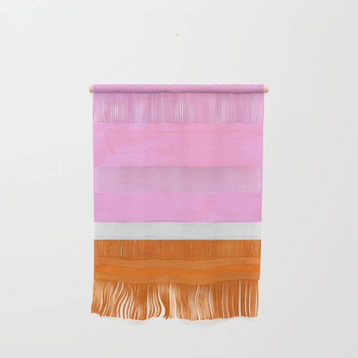 Pastel Neon Pink Yellow Ochre Mid Century Modern Abstract Minimalist Rothko Color Field Squares Wall Hanging Gallery Image 1