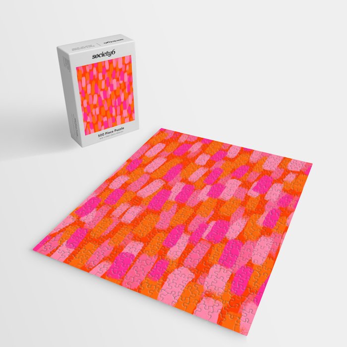 Abstract, Paint Brush Stroke, Pink and Orange  Jigsaw Puzzle Gallery Image 2
