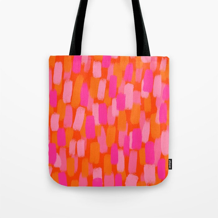 Abstract, Paint Brush Stroke, Pink and Orange  Tote Bag Gallery Image 1