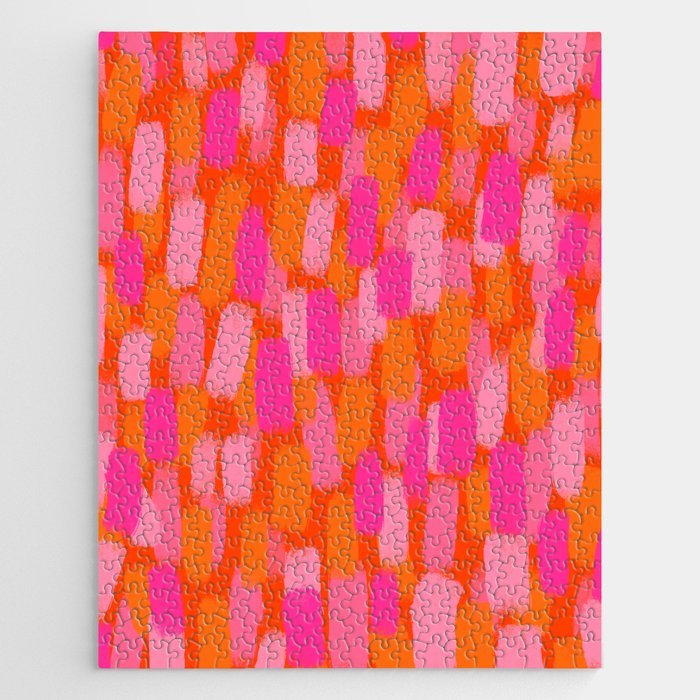 Abstract, Paint Brush Stroke, Pink and Orange  Jigsaw Puzzle Gallery Image 1