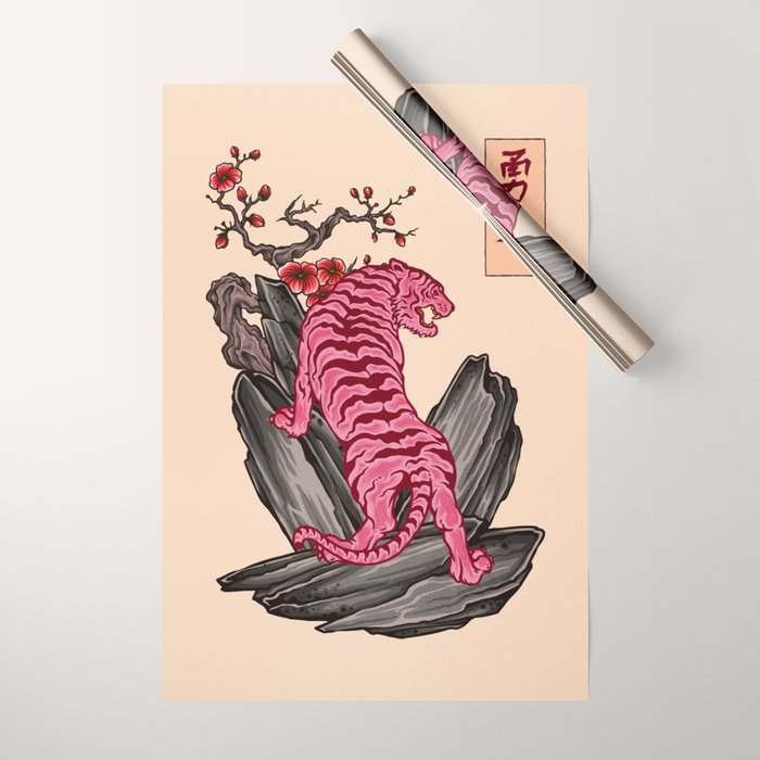 Japanese Courage Tiger Wrapping Paper Gallery Image 1