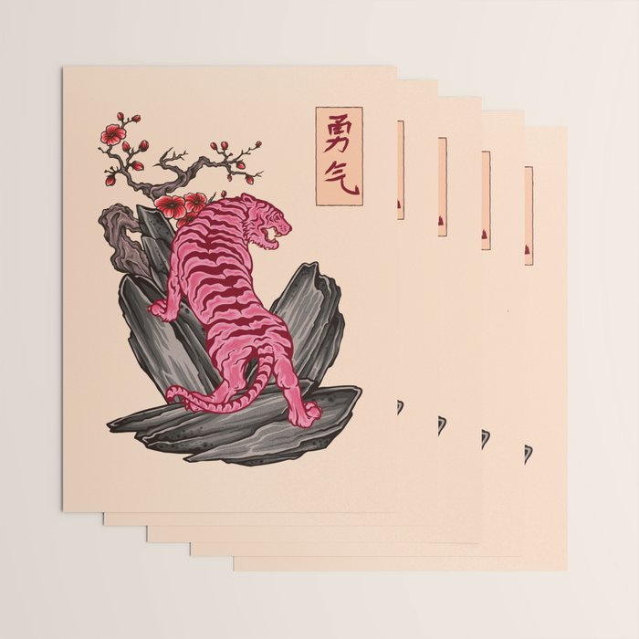 Japanese Courage Tiger Wrapping Paper Gallery Image 3