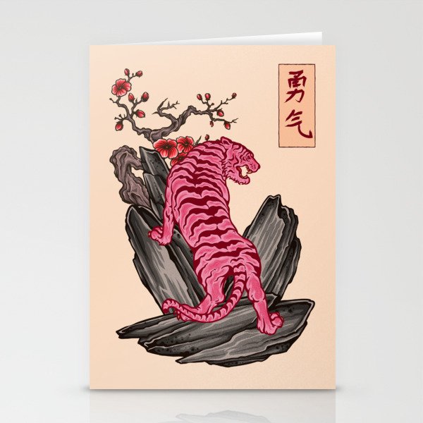 Japanese Courage Tiger Stationery Card Gallery Image 1