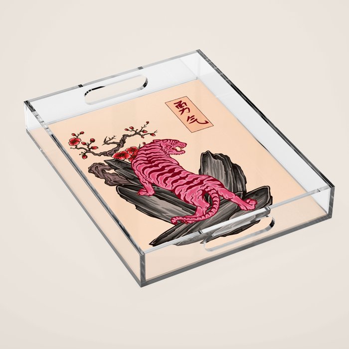Japanese Courage Tiger Acrylic Tray Gallery Image 1