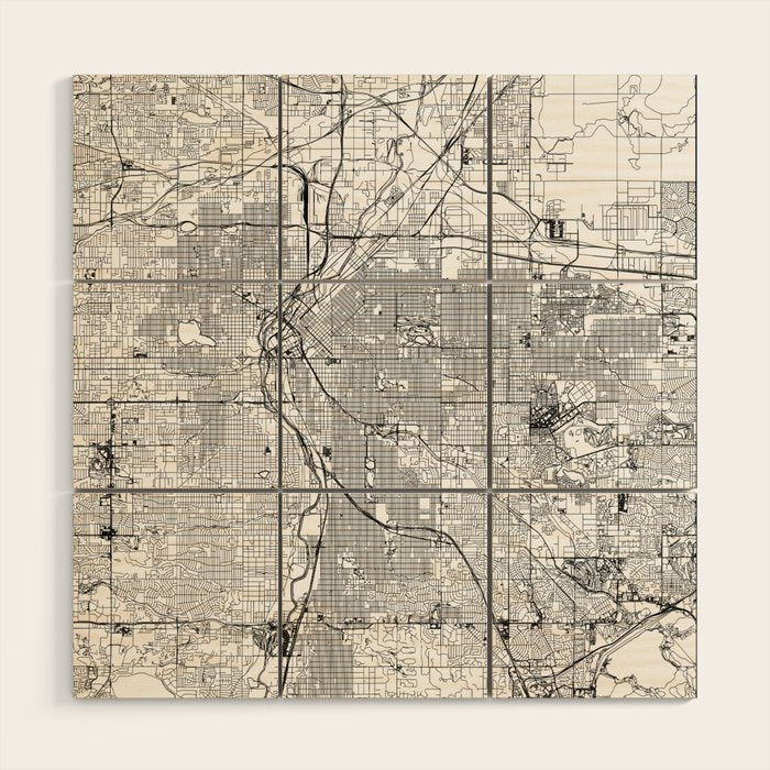 Denver White Map Wood Wall Art Gallery Image 1