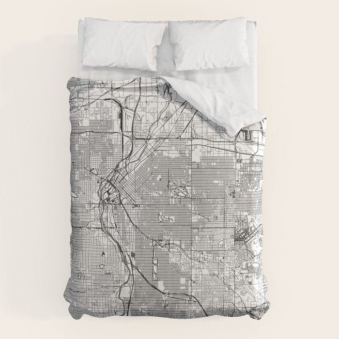 Denver White Map Duvet Cover