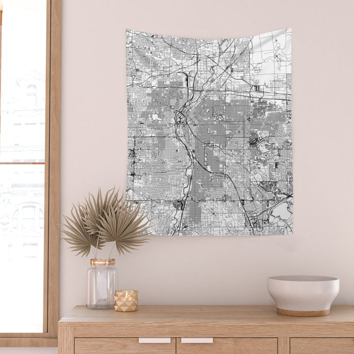 Denver White Map Wall Tapestry Gallery Image 2