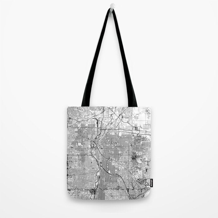 Denver White Map Tote Bag Gallery Image 2