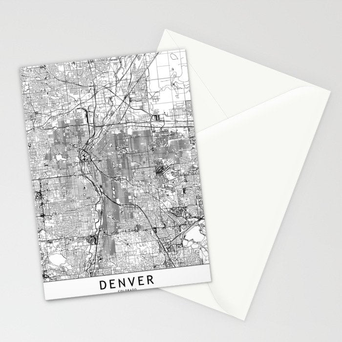 Denver White Map Stationery Card Gallery Image 2