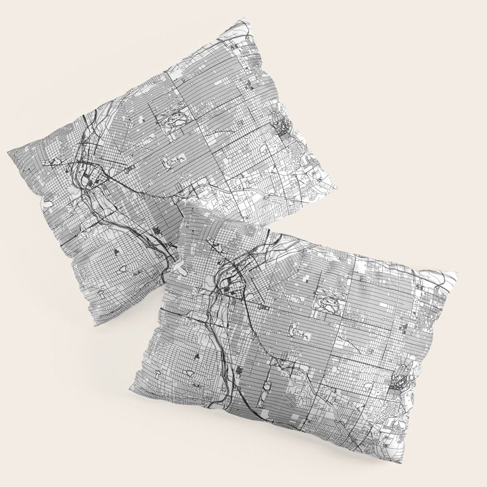 Denver White Map Pillow Sham Gallery Image 1