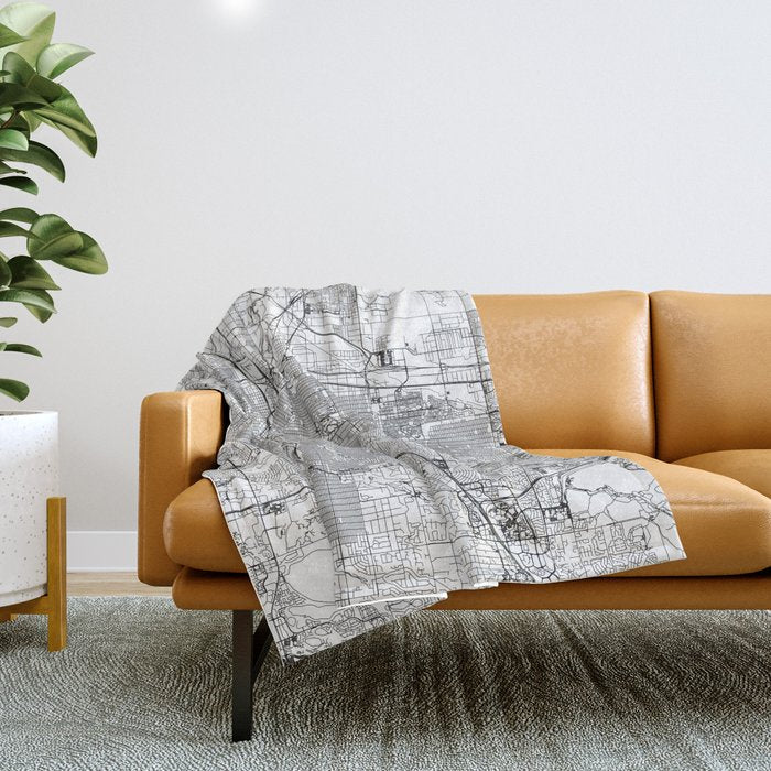 Denver White Map Throw Blanket Gallery Image 1