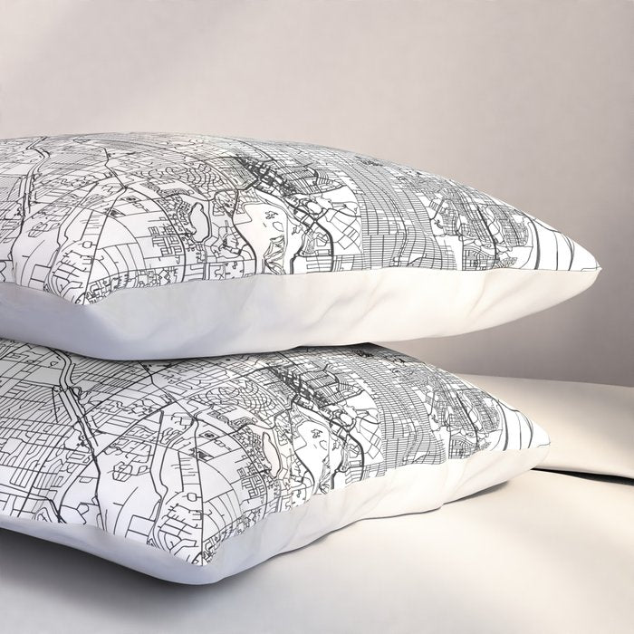 Denver White Map Pillow Sham Gallery Image 3