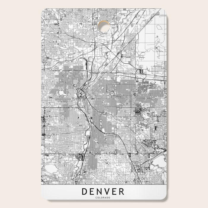Denver White Map Cutting Board Gallery Image 1