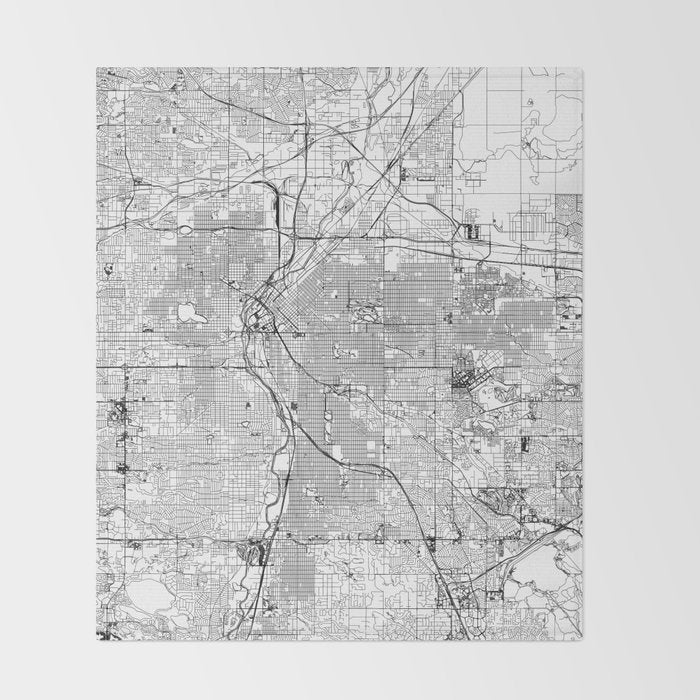 Denver White Map Throw Blanket Gallery Image 2