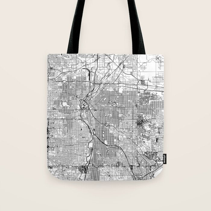 Denver White Map Tote Bag Gallery Image 1