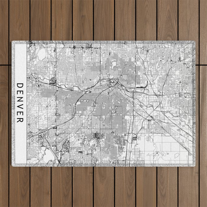 Denver White Map Outdoor Rug Gallery Image 1