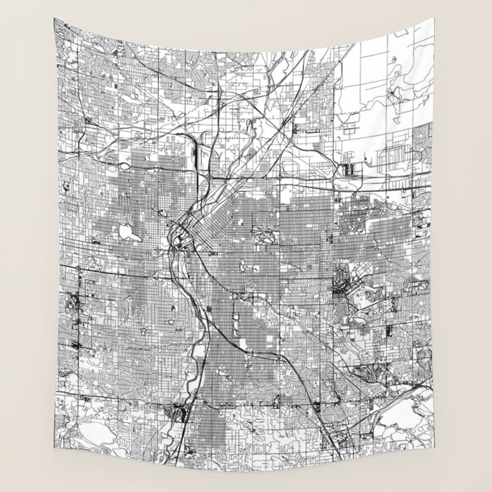 Denver White Map Wall Tapestry Gallery Image 4
