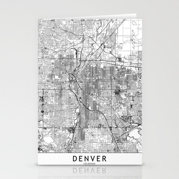 Denver White Map Stationery Card Gallery Image 2
