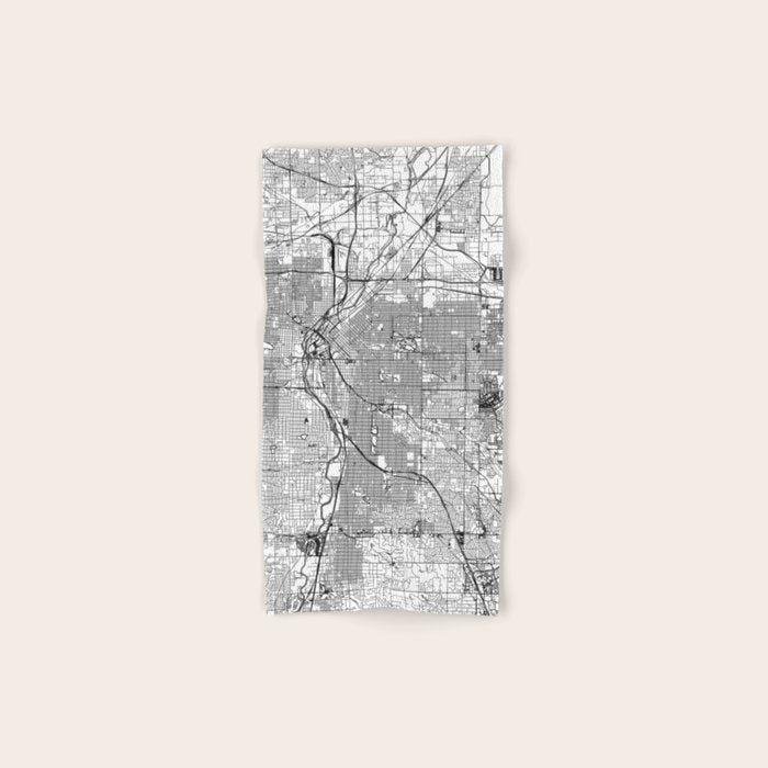 Denver White Map Bath Towel Gallery Image 1