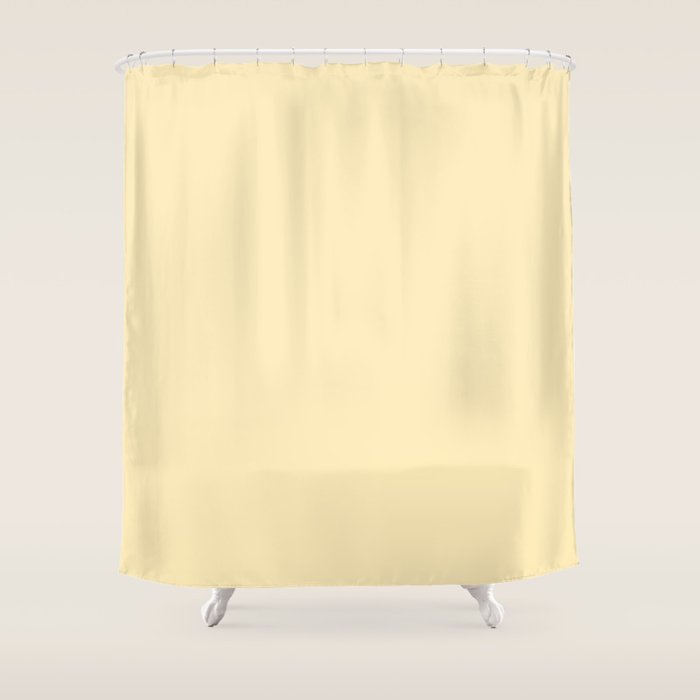 Lemon Honey Creme Pale Soft Yellow Solid Matte Colour Blocks Shower Curtain Gallery Image 1