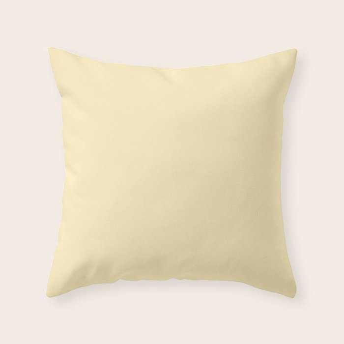 Lemon Honey Creme Pale Soft Yellow Solid Matte Colour Blocks Throw Pillow Gallery Image 1