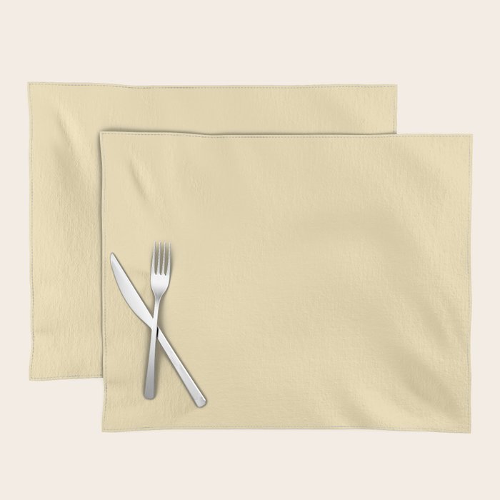 Lemon Honey Creme Pale Soft Yellow Solid Matte Colour Blocks Placemat Gallery Image 1