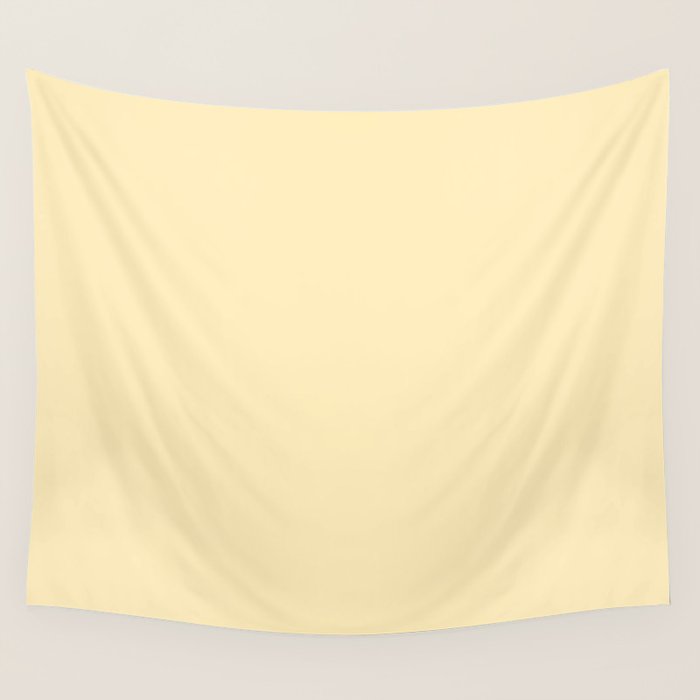 Lemon Honey Creme Pale Soft Yellow Solid Matte Colour Blocks Wall Tapestry Gallery Image 1