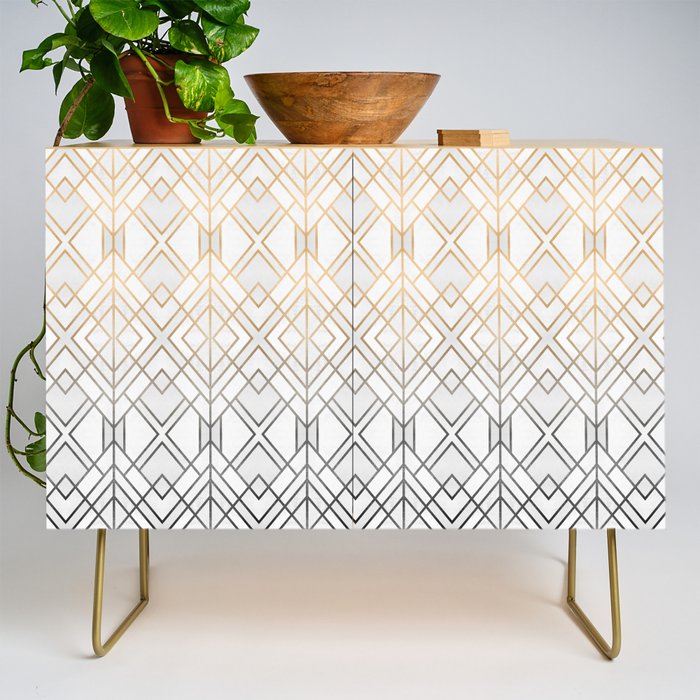Gold And Grey Geo Credenza Gallery Image 1