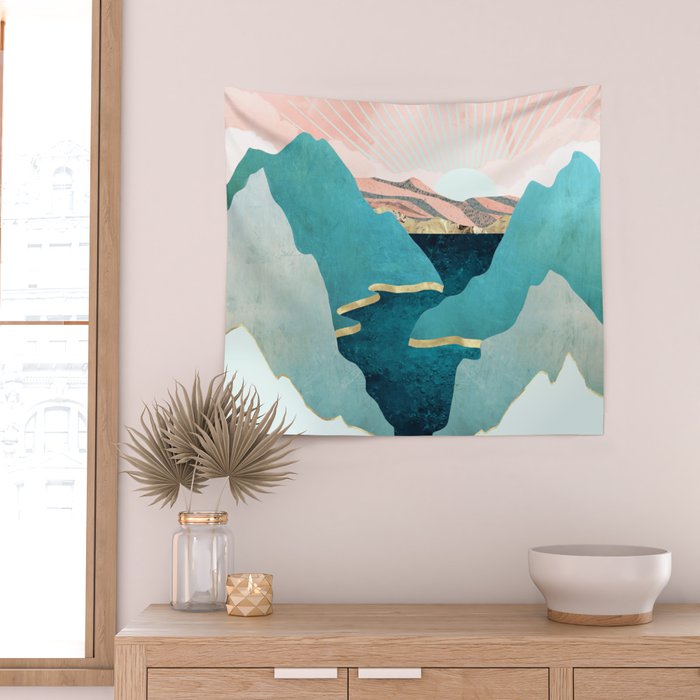 Mint Mountains Wall Tapestry Gallery Image 2