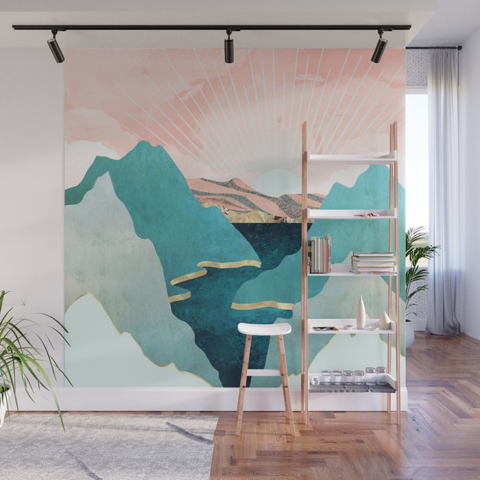 Mint Mountains Wall Mural Gallery Image 1