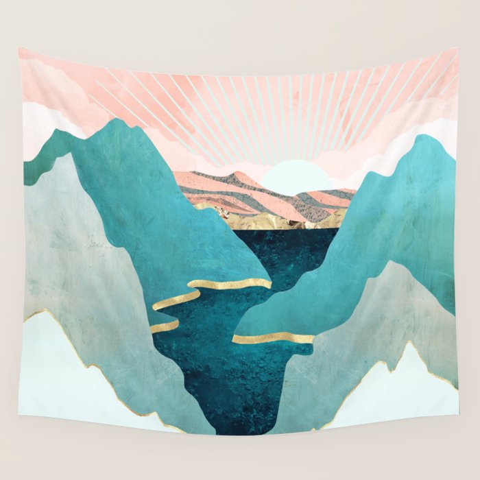 Mint Mountains Wall Tapestry Gallery Image 1