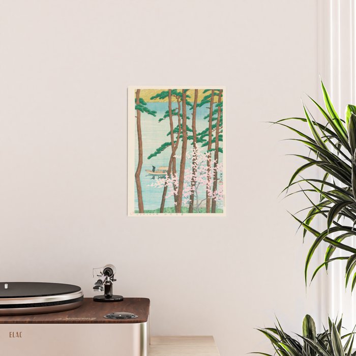 Spring in Arashiyama Kawase Hasui Japanese Woodblock Vintage Forest Landscape Japandi Zen Design Poster Gallery Image 2